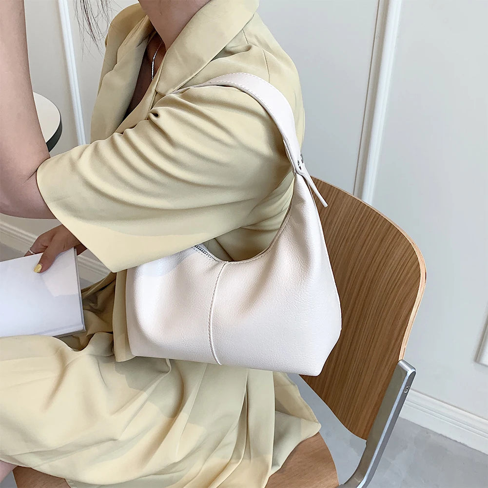 Small Causal Leather Tote Handbag